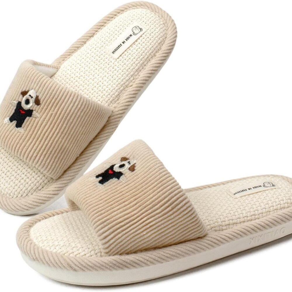 Unisex Linen Slippers Water Resistant Non-Slip Casual Indoor Outdoor